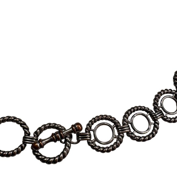 Rope Circle Chain Link Statement Belt Vintage T Bar Clasp Silver Adjustable - Picture 5 of 16